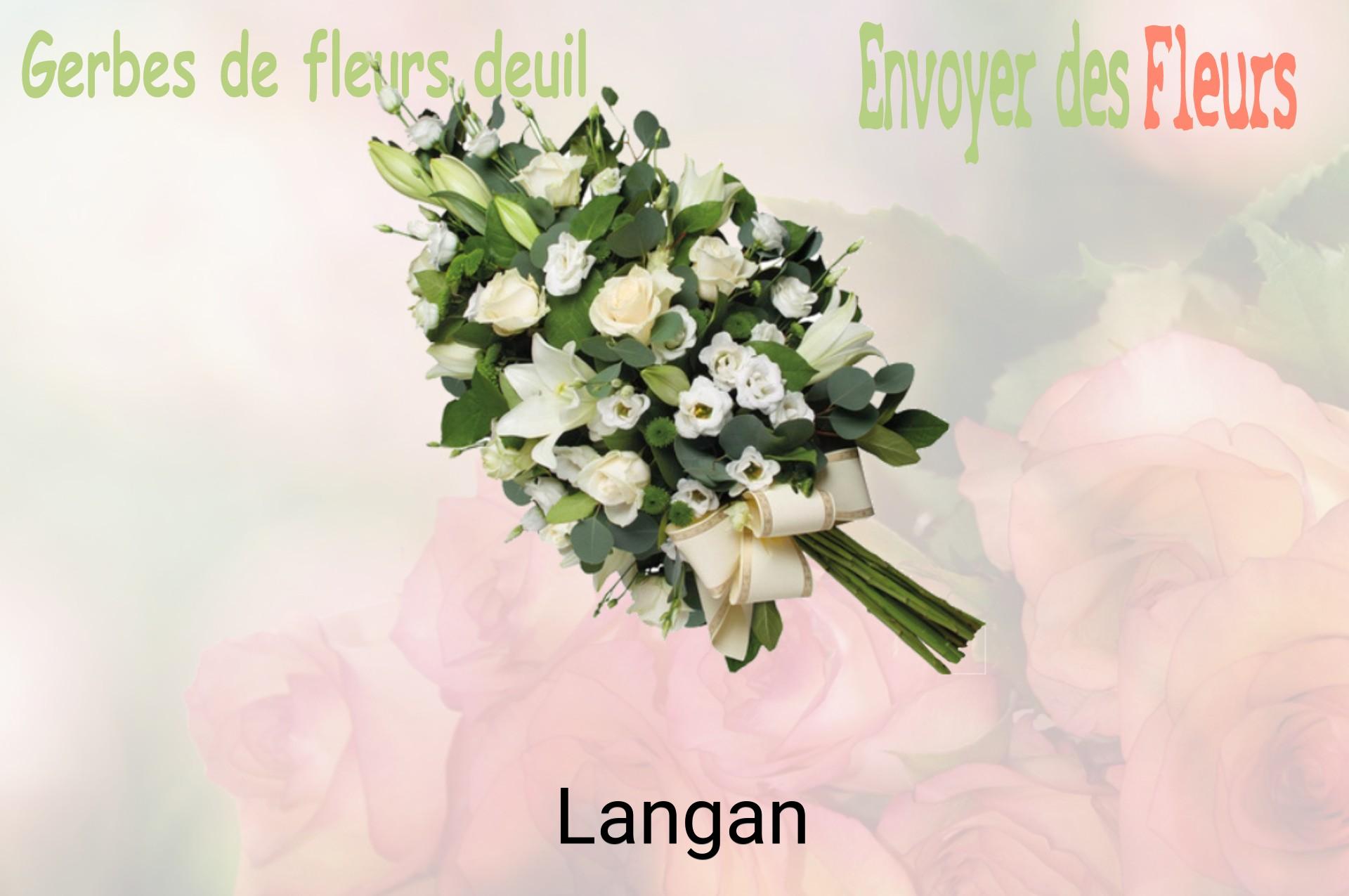 Gerbe de fleurs de deuil livrée à Langan